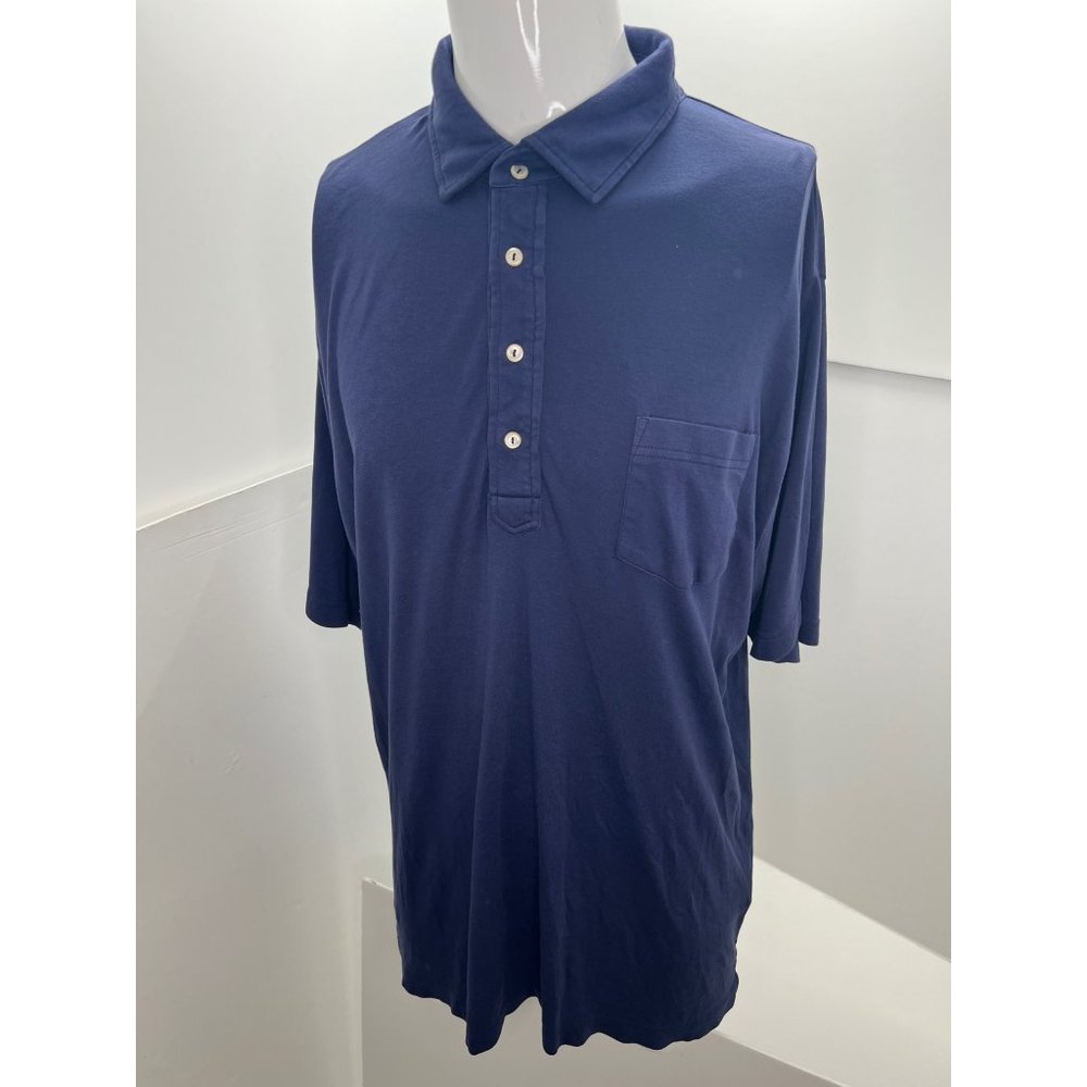 Peter Millar Men Golf Polo Shirt Navy Blue 100% Cotton Short Sleeve Large XL - Picture 2 of 6